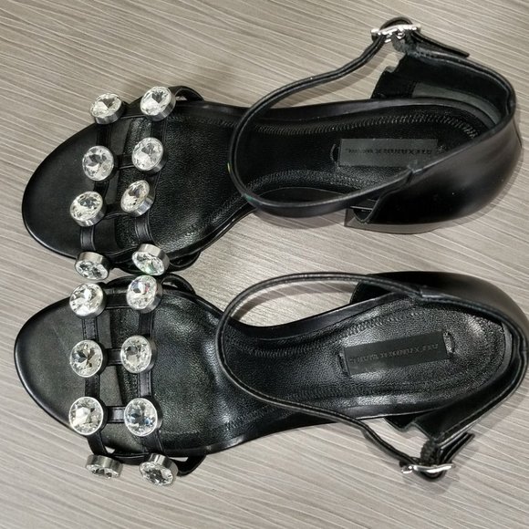 Alexander Wang Abby Crystal Embellished Sandal, Black Leather, Womens Size 8.5 - Picture 9 of 11